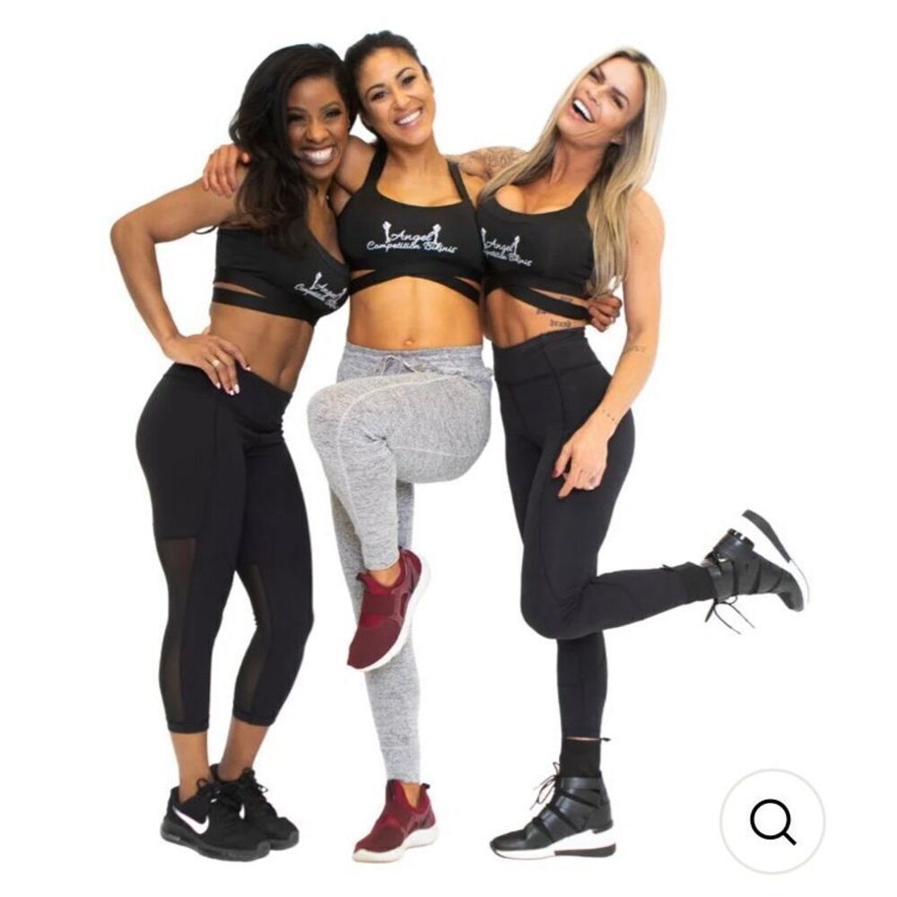 ACBikinis NWT Angel Competition Bikinis logo sports bra in Black size medium - Picture 2 of 4
